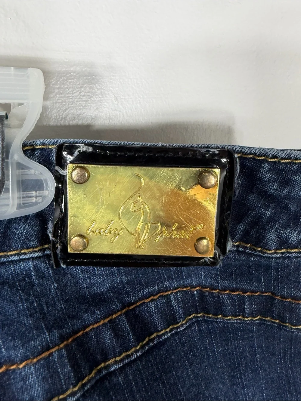Y2K Baby Phat Rhinestone Logo Dark Wash Jeans Women’s Size 22 - Picture 8 of 9
